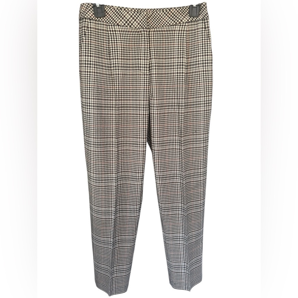 1. State Women's Beige Plaid Zip-Fly High-Rise Ankle Casual Work Pants Size 2